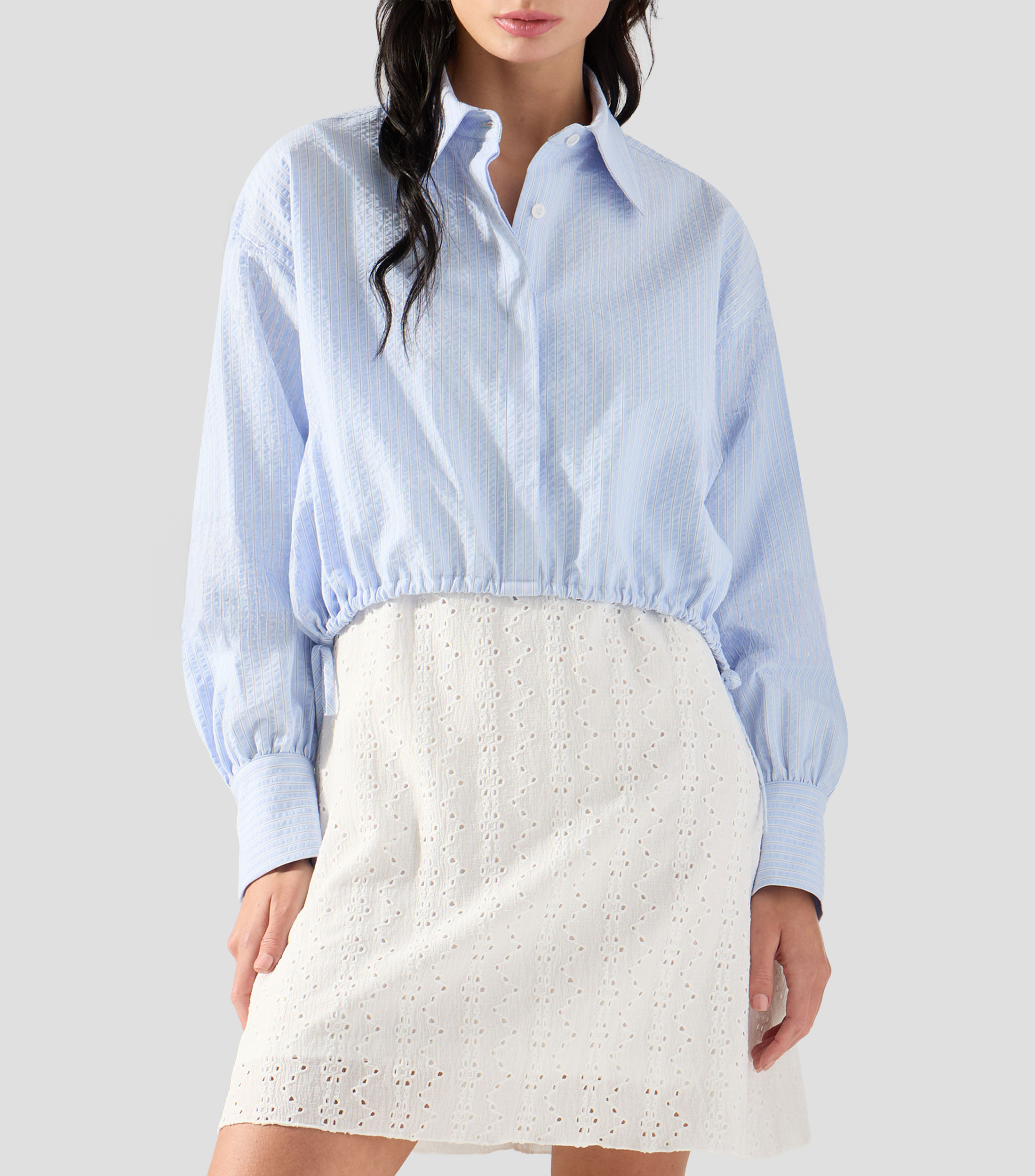 Camisa a rayas manga larga Mujer